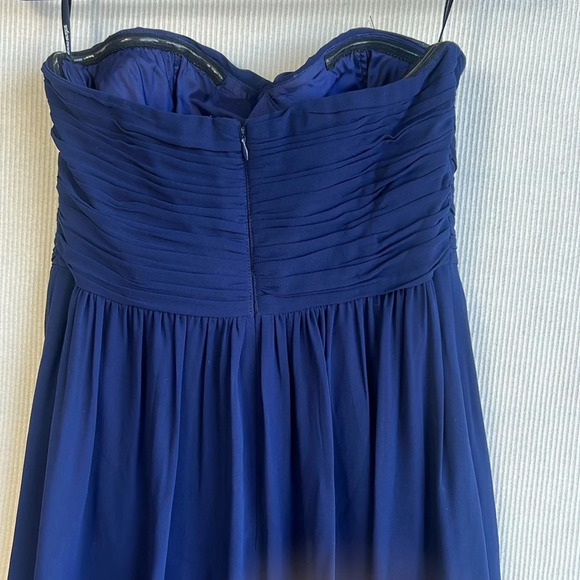 Donna Morgan Formal Strapless Maxi Gown Womens Size 10 Ruching Bodice Navy Blue - Picture 8 of 10